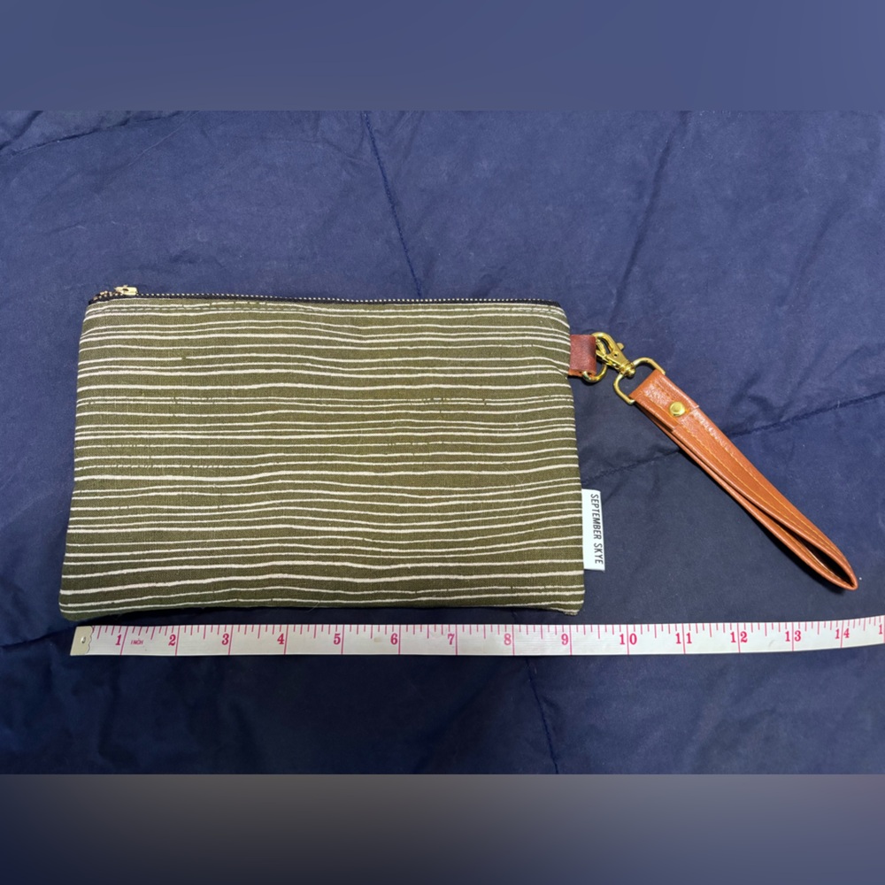 September Skye Olive Striped Clutch